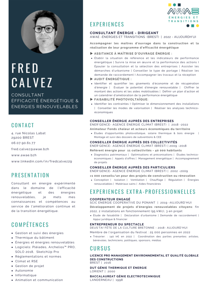 Expérience Fred CALVEZ AWAE